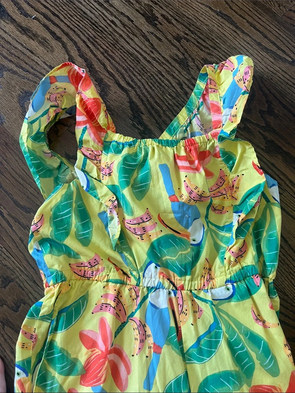 NEW! Tea Collection Tropical Birds Banana Girls Flutter Strap Jumpsuit